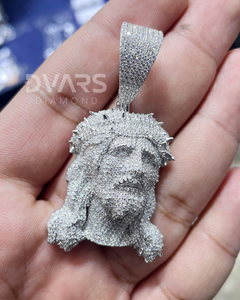 Colgante de Cabeza de Jesús con Diamantes Moissanite VVS, Colgante Religioso Cristiano, Joyería Hip Hop Brillante, Colgante de Plata 925 con Incrustaciones de Diamantes para Regalo - Product Image 5