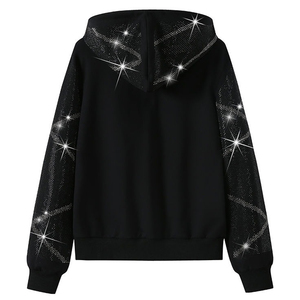 Rhinestone Sparkle <b>Tracksuit</b> Set Women Zip Up Hoodie and Jogger Pants Luxury Shiny Streetwear Two Piece Outfit - Product Image 3