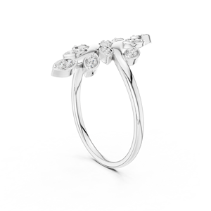 Anillo de Diamantes Cultivados en Laboratorio DEWDROP LEAF, Oro Blanco de 18 Quilates con Baño de Rodio, Corte Brillante, para Compromiso, Boda, Fiesta, Regalo de San Valentín - Product Image 2