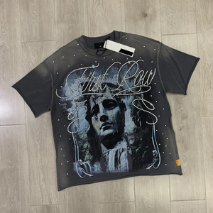 เสื้อยืดแขนสั้นพิมพ์ลายหมึกสีขาวระบายทรงสเปรย์เพชรแฟชั่นสตรีทแวร์สไตล์อเมริกันทันสมัยออกแบบได้ตามต้องการ - Product Image 4