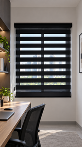 Persianas Zebra Motorizadas con Control Remoto Serie Motorolize de WINHOME, Modernas y Sencillas para Oficina, Contratistas, Dormitorio, Sala de Estar, Personalizadas - Product Image 1