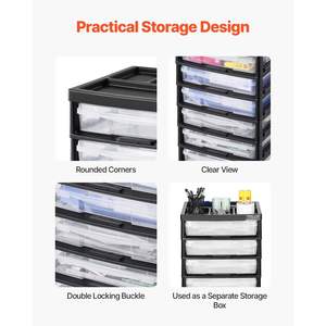 รถเข็นเก็บสมุดเก็บภาพ6ชั้นความจุขนาดใหญ่สีดำมี6เคสใสแบบกลิ้ง - Product Image 4