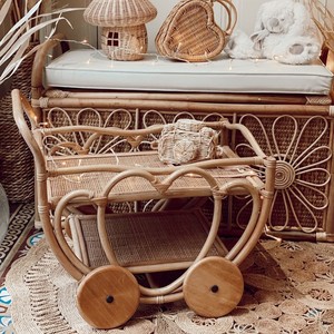 Drink <b>trolley</b> toys hand-crafted play <b>serving</b> cart rattan kids tea carts children toy <b>trolleys</b> - Product Image 6