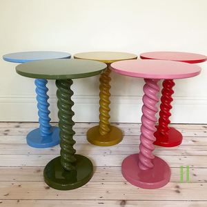 BEST SELLER Table d'appoint spirale bleue moderne, couleur personnalisée, faite à la main, finition brillante, décorative, pour salon, hôtel, événementiel - Product Image 5