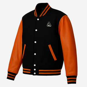 Chaquetas de invierno unisex personalizadas al por mayor, estilo universitario, de PU, con bordado de patchwork, a prueba de viento, ecológicas, estilo vintage. - Product Image 3