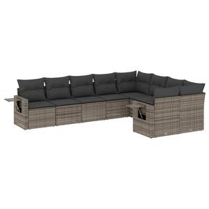 Grey PE Rattan Garden <b>Sofa</b> <b>Set</b> Powder Coated Steel Outdoor Furniture Contemporary Design Waterproof Cushions - Product Image 2