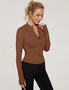 Ensemble de veste de yoga pour filles DANZILO, respirant, extensible dans quatre directions, séchage rapide, éco-responsable, spandex/nylon, col montant, manches longues - Product Image 5