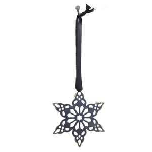 Christmas Decoration Iron Hanging <b>Ornament</b> Ribbon Shiny Grey Powder Coated <b>Brass</b> Color Wall Hanging Decor - Product Image 1