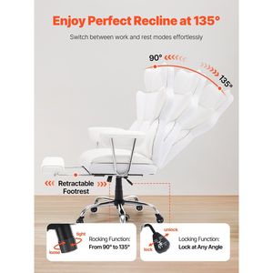Heavy Duty PU Leather <b>Reclining</b> Office Chair with Footrest Wide Executive Gaming Chair Big Tall Lumbar Features - Product Image 5