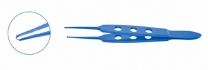 เครื่องมือผ่าตัดตาแบบคีมจับเนื้อเยื่อ Blue Titanium Bishop Harmon Iris Forceps สำหรับการจับเนื้อเยื่ออย่างแม่นยำในห้องผ่าตัด - Product Image 2