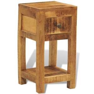 Mesita de noche de madera maciza de mango con 1 cajón, muebles duraderos y elegantes - Product Image 5