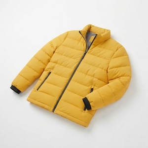 Chaqueta Acolchada Amarilla para Hombre, Cuello Alto, Cierre de Cremallera, Resistente al Viento, Informal, para Invierno, Corte Regular, Relleno de Poliéster - Product Image 1