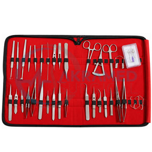 Ensemble de 33 instruments de microchirurgie ophtalmique certifiés CE en acier inoxydable, kit chirurgical vétérinaire de classe I - Product Image 2