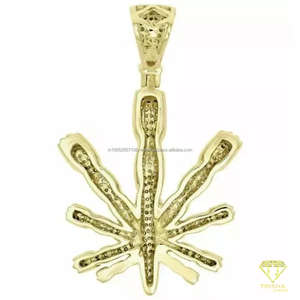 จี้รูปใบไม้ประดับมอสซาไนต์แบบเย็น สไตล์ฮิปฮอป เงินแท้ 925 สำหรับทุกเพศ ได้รับการรับรองจาก GIA - Product Image 4