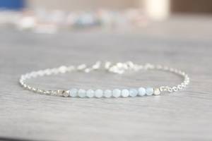 Pulsera de Aguamarina en Plata de Ley 925, Gema de Marzo, Joyería Minimalista para Mujer, Proveedor Mayorista - Product Image 6