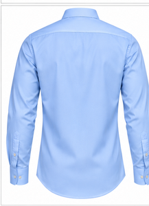 Chemise habillée homme bleu clair à manches longues la plus vendue, couleur unie, col rabattu, chemise formelle à manches complètes en popeline de coton OEM - Product Image 3