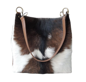 Bolso Tote de Cuero Resistente con Pelo Natural, Bolso de Hombro Portátil de Gran Capacidad de Cuero Genuino Vintage - Product Image 3