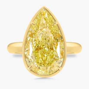 Bagues de fiançailles 10 carats, diamant jaune canari taille poire, serti clos à quatre griffes, bague de cocktail de luxe, en or massif 14K 18K - Product Image 1