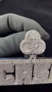 จี้เงินแท้ 925 ประดับเพชรโมอิสซาไนต์ สไตล์ฮิปฮอป ดีไซน์ตัวอักษรแบบกำหนดเอง พร้อมตัวล็อกแบบกำหนดเอง และจี้ตัวอักษรย่อส่วนตัว - Product Image 6