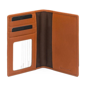 Porte-passeport en cuir véritable à double rabat avec emplacements pour cartes de crédit et fenêtre d'identification pour un usage quotidien - Product Image 1