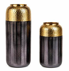 Latest Design Hammered Double-Tone Aluminium Metal <b>Vase</b> Golden Modern Table <b>Vase</b> Handmade Hammered Aluminium <b>Copper</b> <b>Vase</b> - Product Image 1