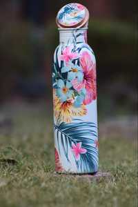 Pure Copper Water <b>Bottle</b> with Vibrant <b>Pink</b> Abstract Swirl Design | Leak Proof Ayurvedic Flask for Yoga Gym Office & Premium - Product Image 2