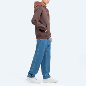 Sweat-shirts à capuche zippés pour hommes, coupe classique, en polaire, de haute qualité, vente en gros, unis, confortables, en polyester/coton, séchage rapide, respirants, pour l'hiver - Product Image 2