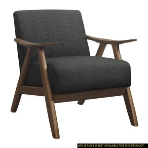 Sedia Moderna in Legno Massello di Gomma con Finitura Noce, Cuscino Imbottito in Tessuto Grigio Scuro, per Soggiorno Domestico - Product Image 1