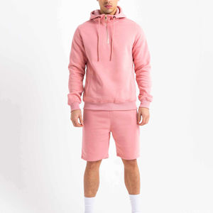 Conjunto de Dos Piezas Rosa para Hombre, Sudadera con Cierre de Cremallera y Pantalones Cortos a Juego, Chándal Informal de Felpa, Ropa Deportiva de Verano - Product Image 2