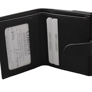 Portefeuille fin en cuir véritable unisexe, minimaliste, à fermeture pliante, de longueur courte, pour usage quotidien, noir - Product Image 6