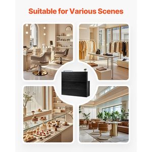 55Inch L-Shaped Reception Desk <b>Office</b> Front Counter Table Drawer Keyboard Tray Storage Cabinet Front Desk for <b>Office</b> Reception - Product Image 6