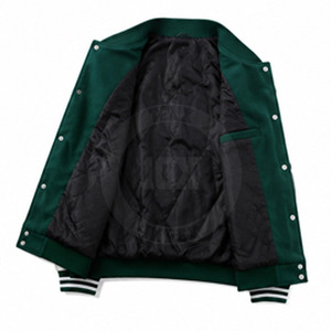 Chaqueta Letterman de Lujo, Mezcla de Lana Gruesa, Ribete de Punto Acanalado, Diseño Bordado, Chaqueta Casual de Invierno - Product Image 4
