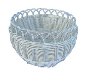 Bol en bambou blanc avec bord floral conique, polyvalent pour les arrangements floraux, les présentations de fruits, la décoration dans les salons et les cuisines - Product Image 2