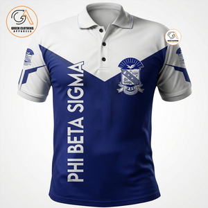 Chemise décontractée à manches courtes pour homme Phi Beta Sigma, en coton sergé imprimé numérique 210g non tissé, bleu et blanc, avec poche, séchage rapide - Product Image 6