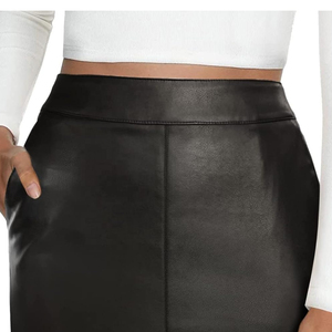 Women's <b>High</b> Waist Faux Leather Mini Pencil Skirt Solid Shiny With Pocket All Seasons Wear - Product Image 5