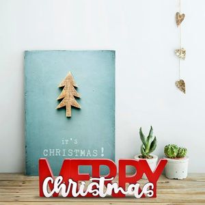 Segnaposto Natalizio in Legno Autoportante con Scritta 'Buon Natale' per Vassoio a Più Livelli, Decorazione per Feste di Natale, Centrotavola e Addobbi Natalizi - Product Image 2