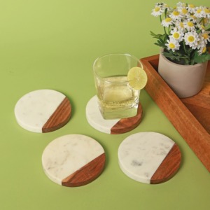 Classic Luxury Marble <b>Drink</b> <b>Coasters</b> Premium Natural Stone <b>Coaster</b> Set With Refined Finish Strong And Long Lasting Surface Ideal - Product Image 2