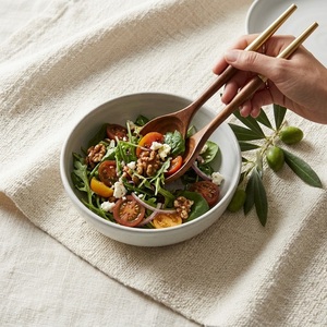 Luxury Modern Eco-Friendly Acacia Wood Salad Server Set <b>Gold</b> Brass Handles Handcrafted <b>Serving</b> <b>Spoon</b> Fork Home Hotel Tableware - Product Image 5
