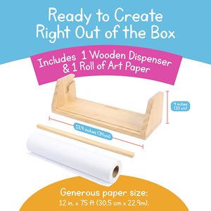 Dispenser per Rotoli di Carta da Disegno in Legno per Bambini, Supporto per Carta da Tavolo per Pittura, Colorazione, Artigianato e Attività Fai-da-Te - Product Image 1
