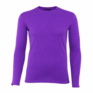 เสื้อแขนยาวคอกลมผ้าฝ้ายสีม่วงสำหรับผู้ชาย เนื้อผ้าวาฟเฟิล ระบายอากาศได้ดี เหมาะสำหรับออกกำลังกาย ฟิตเนส หรือใส่ในฤดูใบไม้ร่วง - Product Image 1