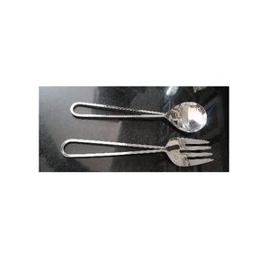 Contemporary Stainless Steel Salad <b>Tools</b> Serving Set with Eco-Friendly Manual Spoon & Spork Gold Loop Handles Dishwasher <b>Safe</b>. - Product Image 4