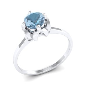 Bague de fiançailles REYES en or blanc 14 carats avec diamant pour femme, tendance, pierre précieuse aigue-marine 0,84 carat, bijoux raffinés - Product Image 2