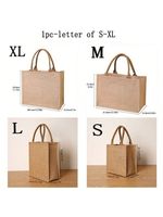 Bolsa de Mano Mediana de Algodón Natural Estilo Rústico, Reutilizable, con Asas de Tela No Tejida, Ecológica, para Compras, Venta al Por Mayor