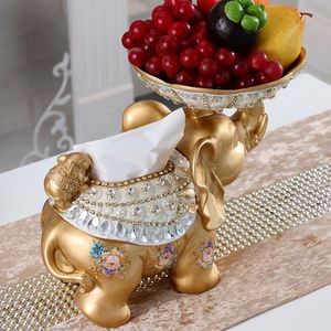 Cestino di frutta elefante oro e bianco con scatola di tessuto in resina vassoio Snack per la decorazione della casa - Product Image 2