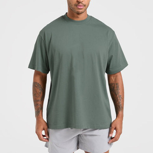 Fabricants de chemises OEM, sur mesure, 100% coton, manches courtes, col rond, décontracté, respirant, séchage rapide, coupe régulière, fitness pour hommes - Product Image 1