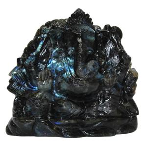 Sculpture religieuse en labradorite naturelle Ganesha sculptée à la main, figurine artisanale, art et objet de collection, pierre de guérison cristalline - Product Image 1