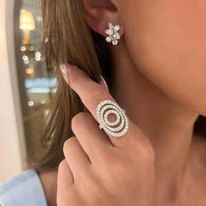 Diamond Cluster Earrings 14K Solid Gold Wholesale French <b>Clip</b> Pear Cut Lab Grown Classic Luxury Elegant Bridal Fine Jewelry Pair - Product Image 2