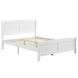 Struttura letto matrimoniale in legno bianco con testiera curva e pediera coordinata - Product Image 2
