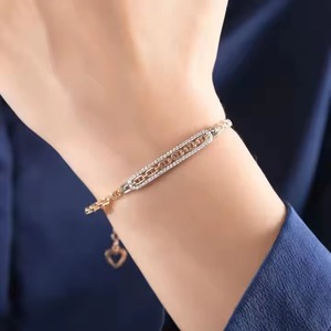 Round Cut Diamond <b>Bracelet</b> Tennis Classic Simple Unique Design Real Diamond Studded <b>Bangle</b> <b>Bracelet</b> in 18K Yellow Gold - Product Image 1