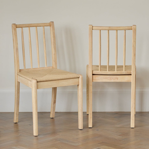Chaise en bois massif de haute qualité avec dossier en tige, assise en corde de papier naturelle, fabriquée à la main, pour la maison et la salle à manger - Product Image 6